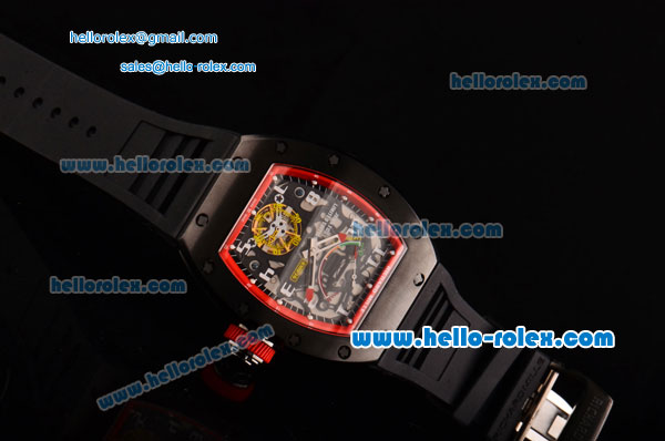 Richard Mille RM036 ST28-UP Automatic PVD Case with Black Rubber Strap White Arabic Numeral Markers and Skeleton Dial - 7750 Coating - Click Image to Close
